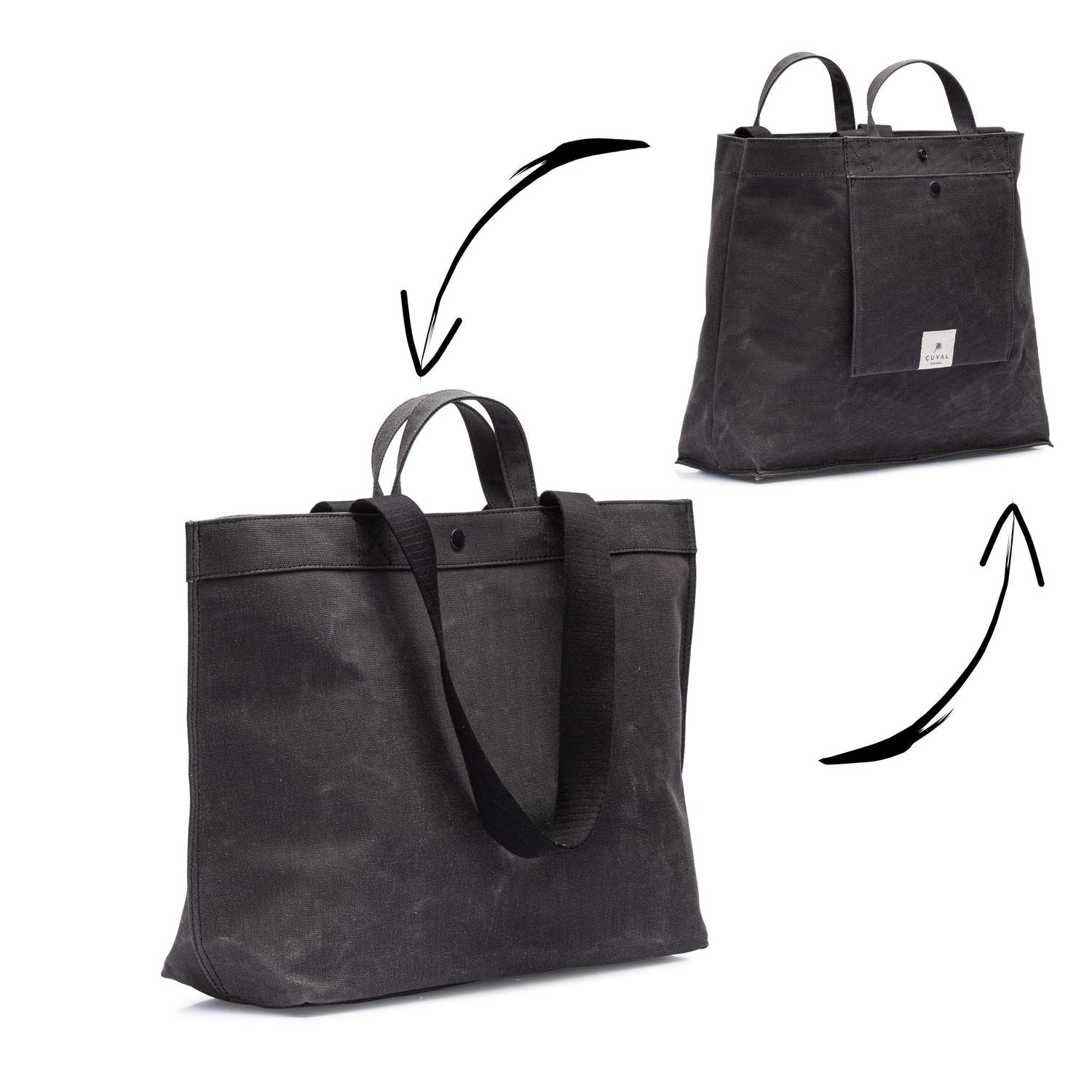 No. 204 Large Tote Charcoal (REVERSIBLE)