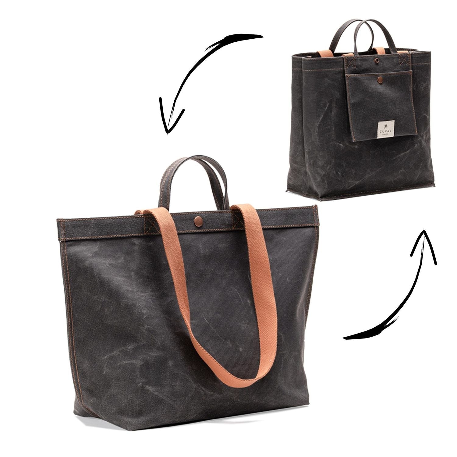 No. 203 Medium Tote Black Truffle (REVERSIBLE)