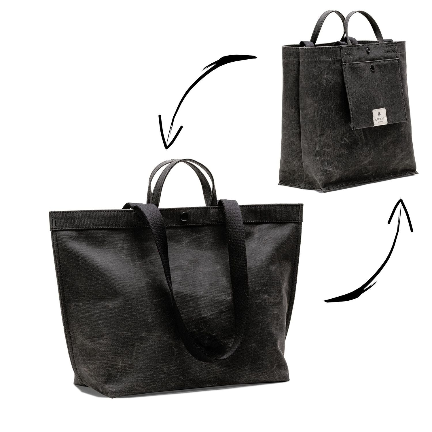 No. 203 Medium Tote Charcoal (REVERSIBLE)