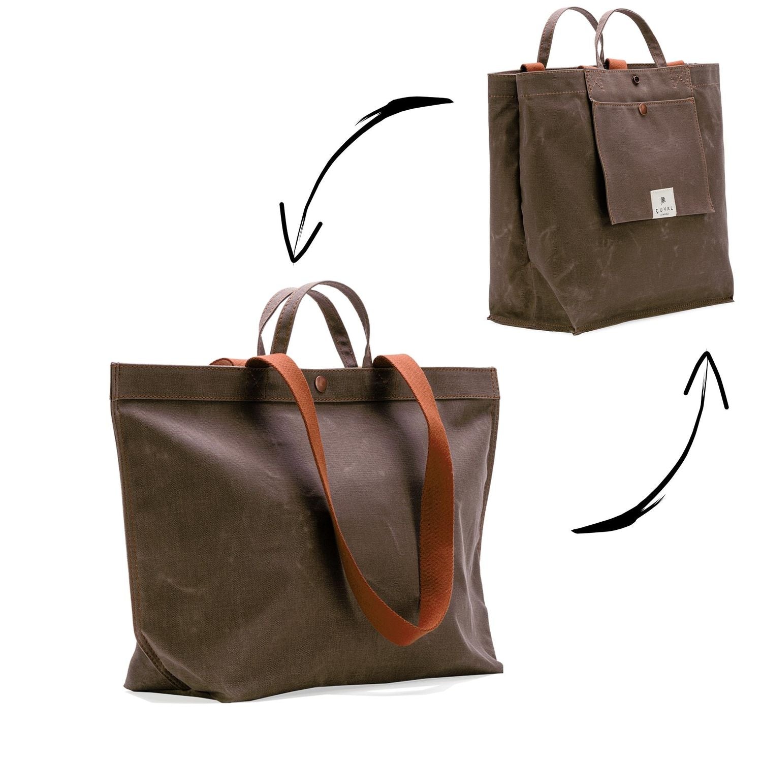 No. 203 Medium Tote Tobacco (REVERSIBLE)