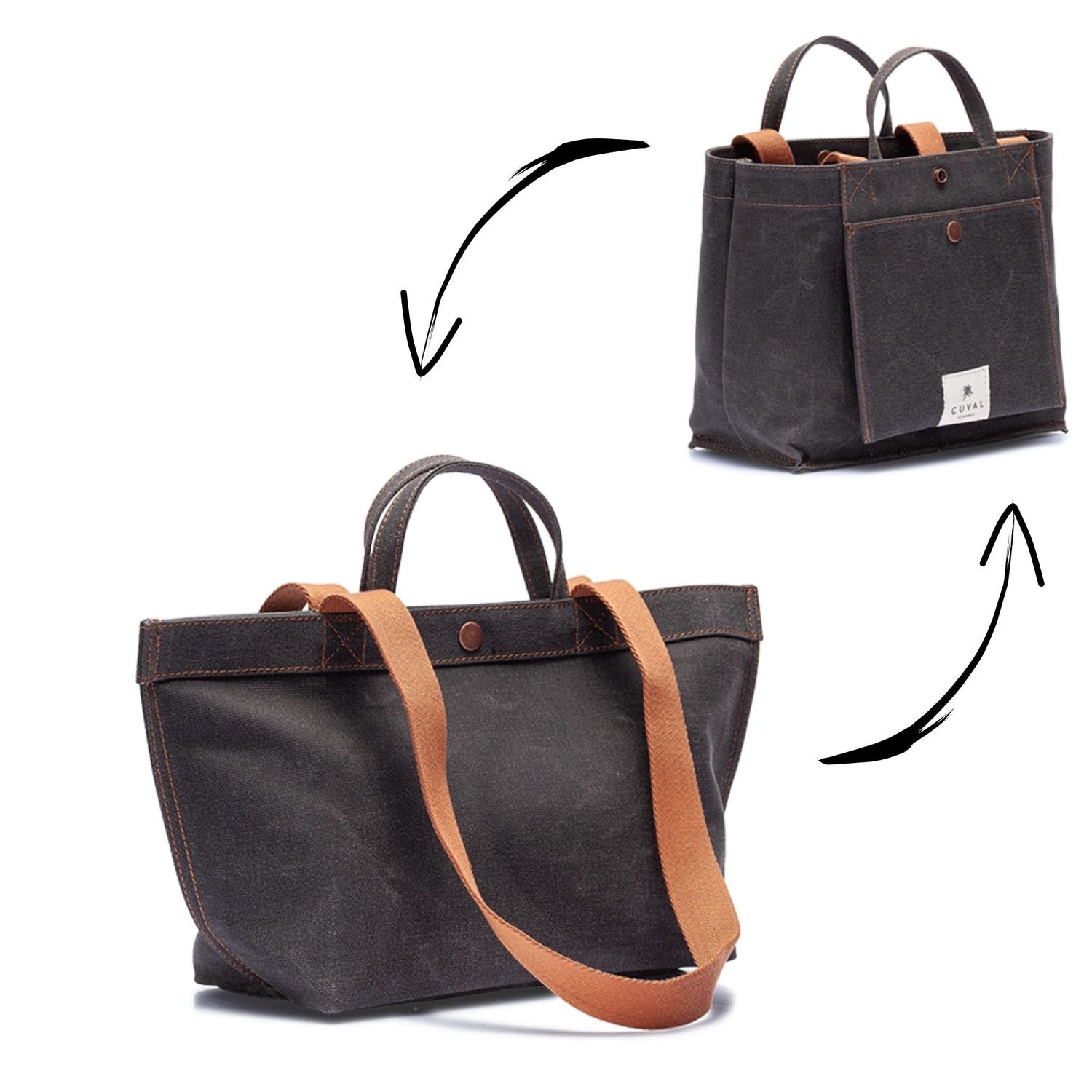 No. 201 Small Tote Black Truffle (REVERSIBLE)