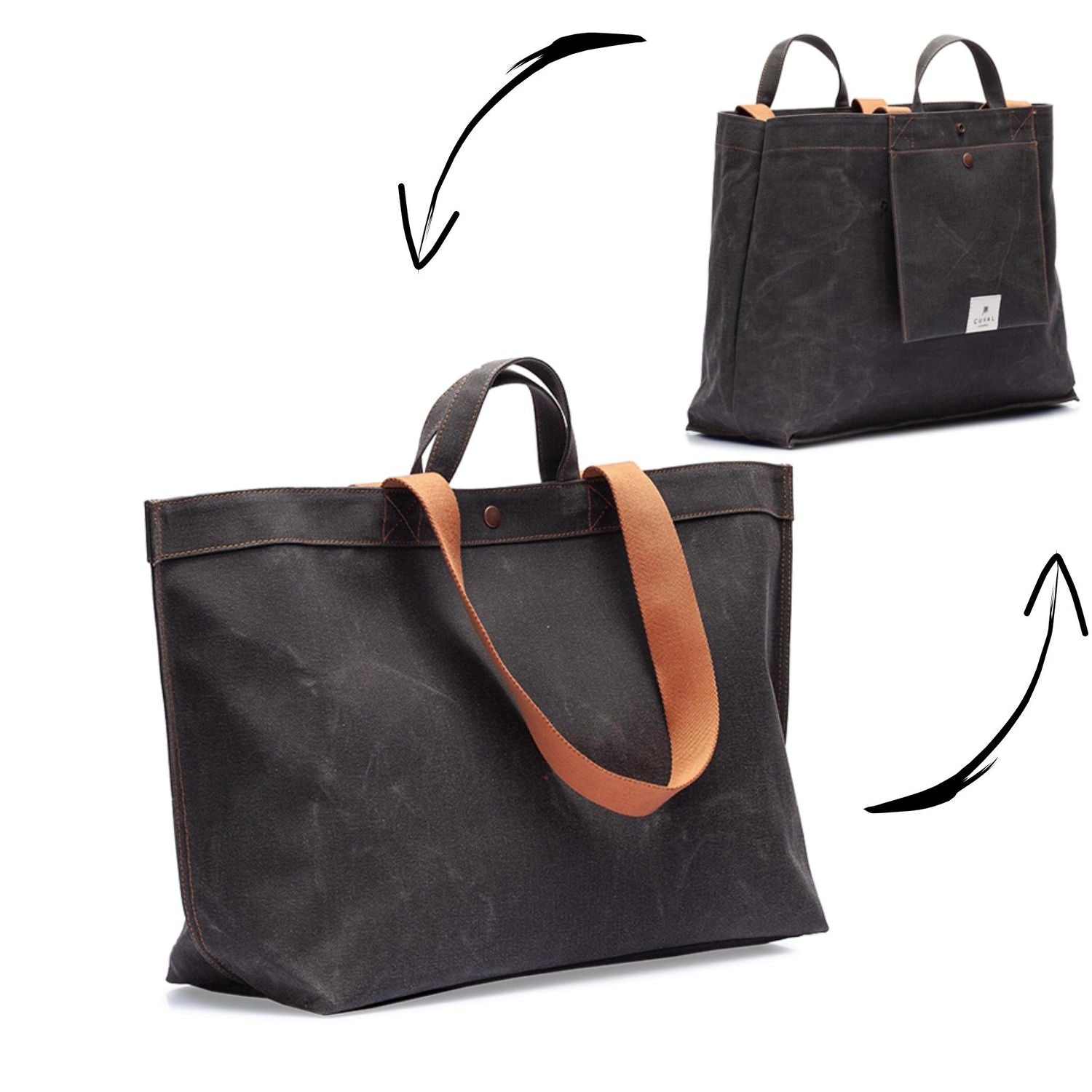 No. 205 XLarge Tote Black Truffle (REVERSIBLE)