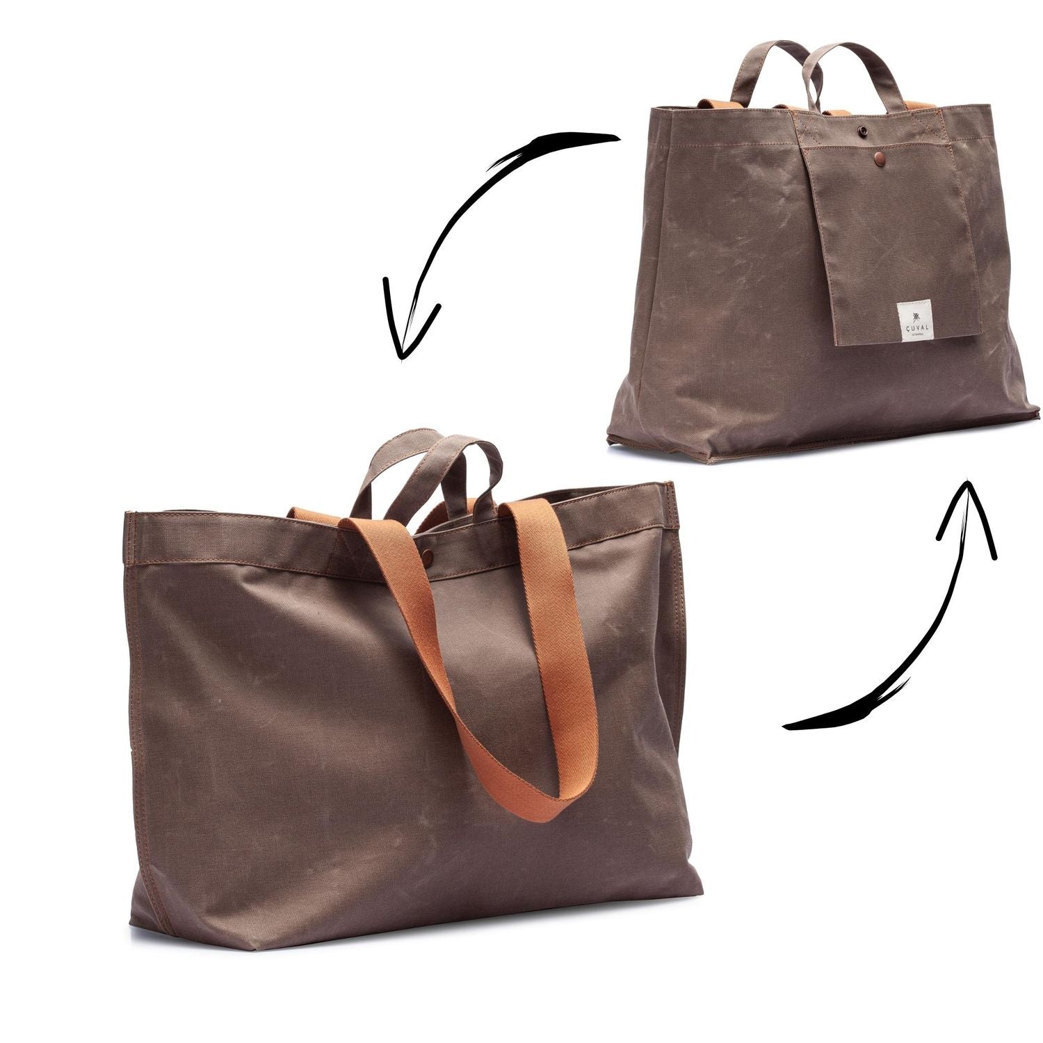 PRE-ORDER ONLY No. 205 XLarge Tote Tobacco (REVERSIBLE)