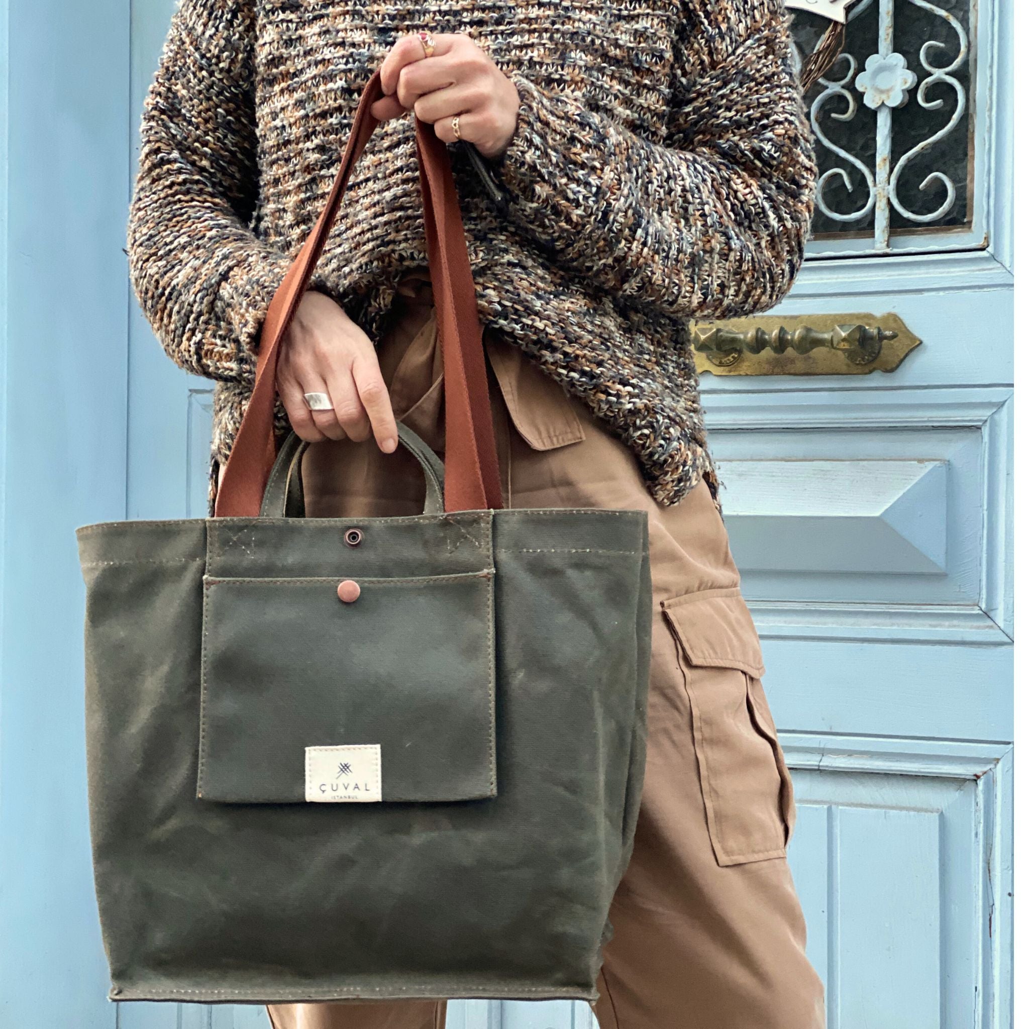 No. 203 Medium Tote Moss (REVERSIBLE)