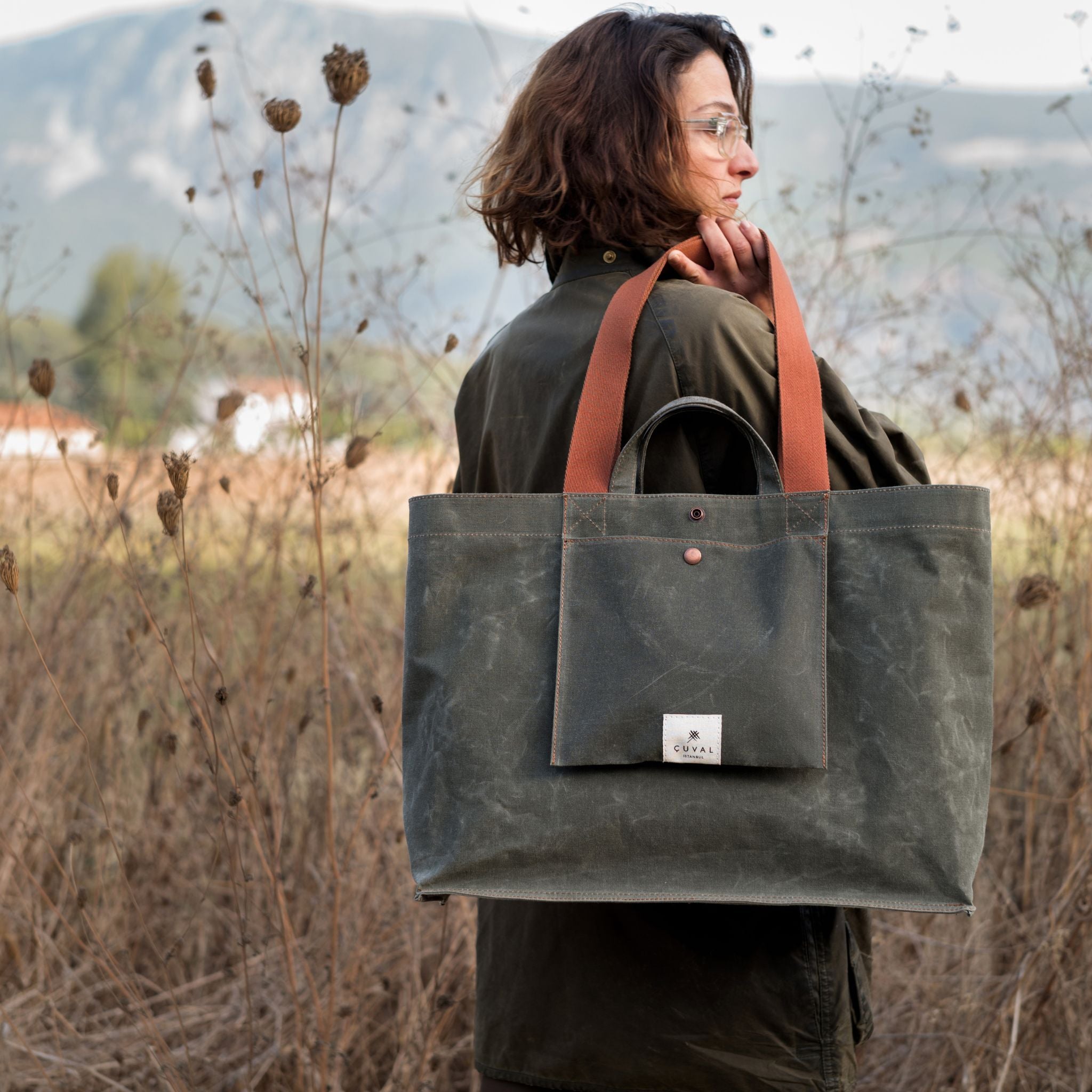 SADECE ÖN SİPARİŞ No. 204 Large Tote Moss (ÇİFT TARAFLI)