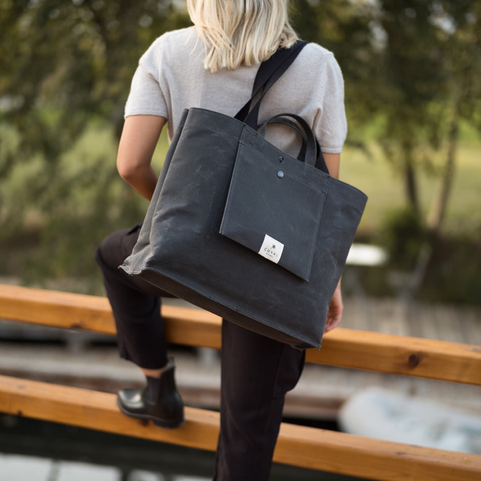 No. 204 Large Tote Charcoal (REVERSIBLE)