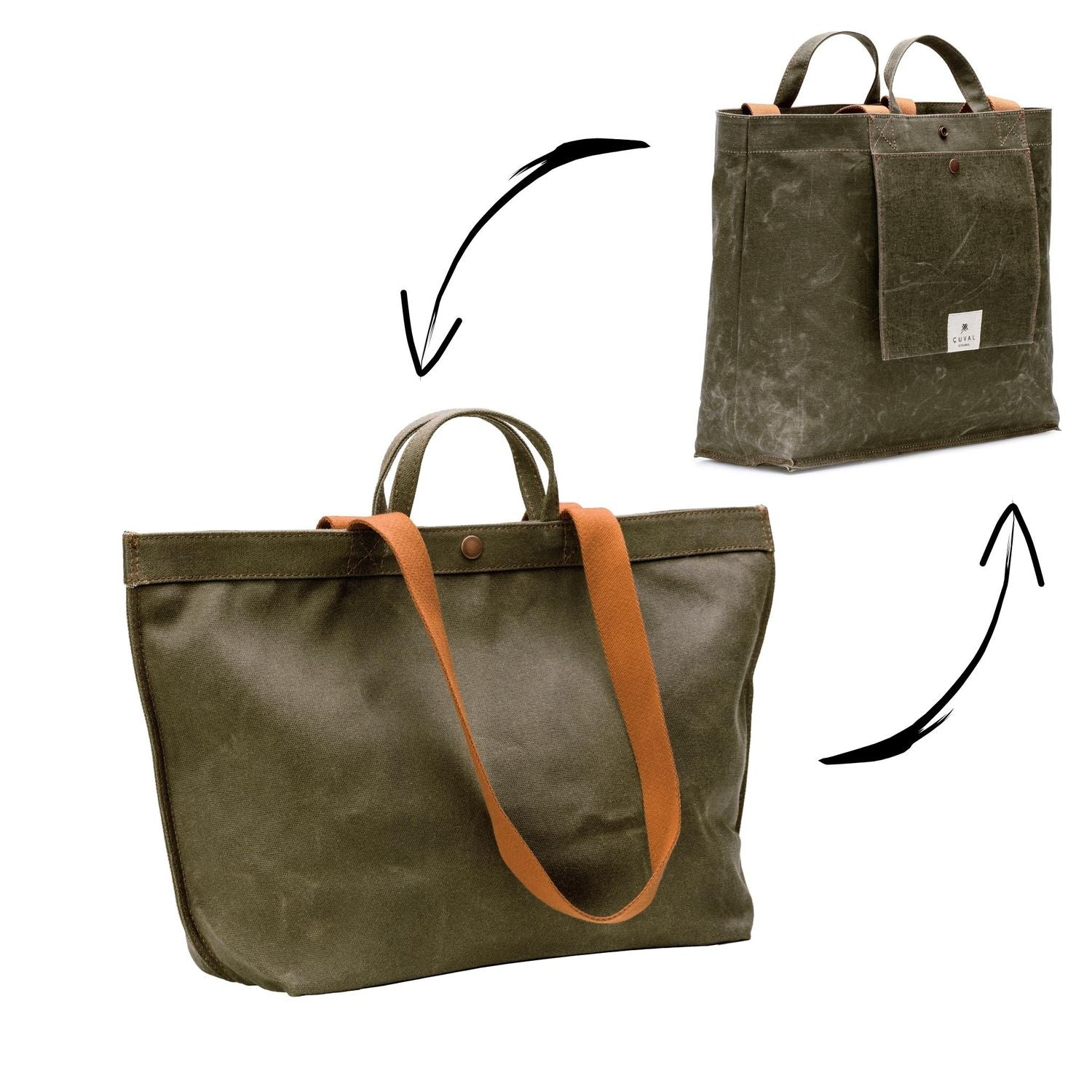 No. 203 Medium Tote Moss (REVERSIBLE)