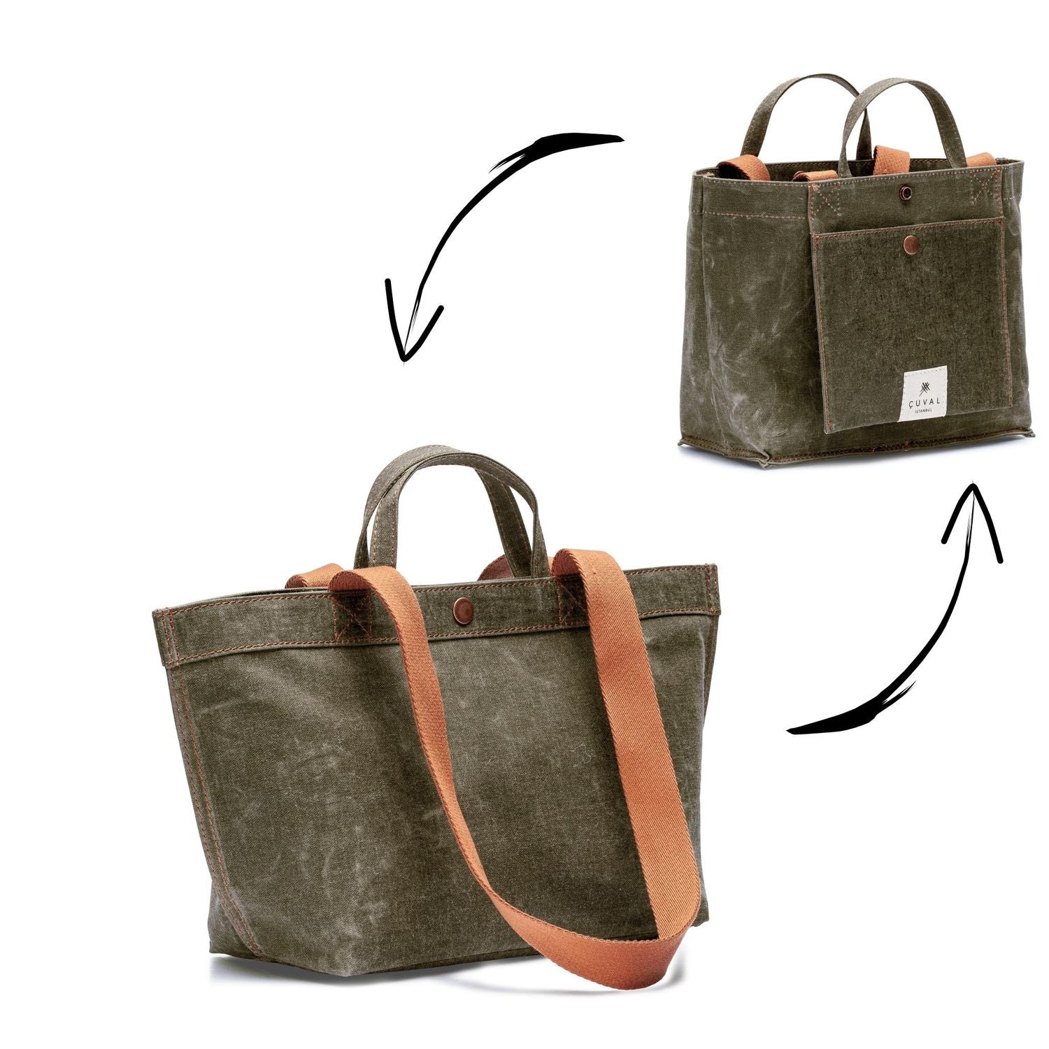 No. 201 Small Tote Moss (REVERSIBLE)